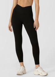 Inspire Wrap Waist Ankle Biter Leggings - Black