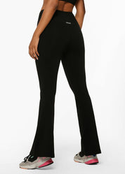 Lotus Flared Full Length Leggings-Black