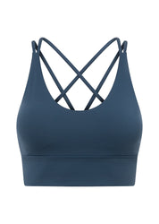Lotus Longline Sports Bra-Pale Indigo