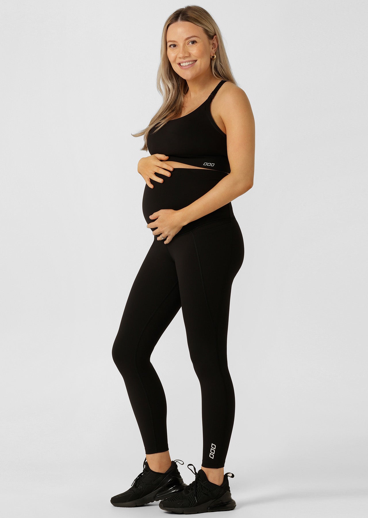 LJ Maternity Phone Pocket Ankle Biter Leggings-Black