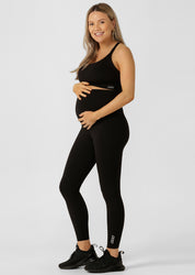 LJ Maternity Phone Pocket Ankle Biter Leggings-Black